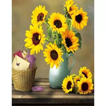 5D DIY алмазная живопись ваза для цветов полная круглая дрель Алмазная вышивка мозаика Подсолнух вышивка крестиком домашний настенный художественный декор ремесла Full Round 20x30CM
