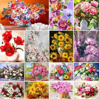 5D DIY алмазная живопись ваза для цветов комплект для вышивки крестом полная алмазная вышивка роза горный хрусталь художественная картина мозаика украшение подарок Full Round 20x30CM