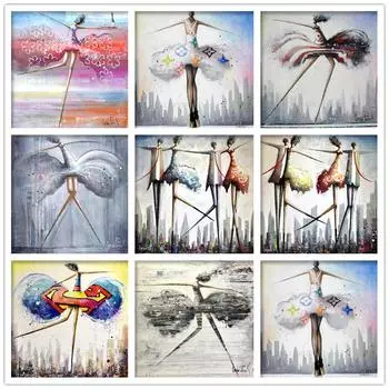 5D DIY алмазная живопись винтажная танцовщица абстрактное искусство красочная мультяшная Алмазная мозаика вышивка крестиком наборы домашний декор подарок Full Round 20x20CM