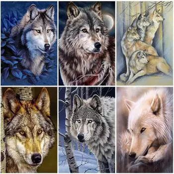 5D DIY алмазная живопись волк набор для вышивки крестом полная дрель круглая вышивка животные вышивка крестом мозаика подарок настенное искусство домашний декор Full Round 20x30CM
