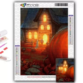 5D DIY алмазная живопись вышивка крестом Хэллоуин тыква и замок ведьмы Алмазная вышивка мозаика настенное искусство украшение дома Full Round 20X30CM