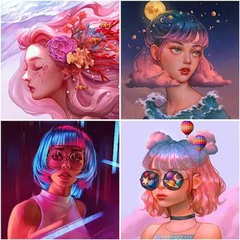 5D DIY алмазная живопись вышивка крестом мультфильм девушка портрет Алмазная вышивка мозаика полная квадратная/круглая Новое поступление подарок ручной работы Full Round 30x30CM красный
