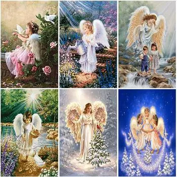 5D DIY алмазная живопись вышивка крестом полная круглая дрель Религия Ангел Алмазная вышивка мозаика девушка картина домашний декор Full Round 20x30CM