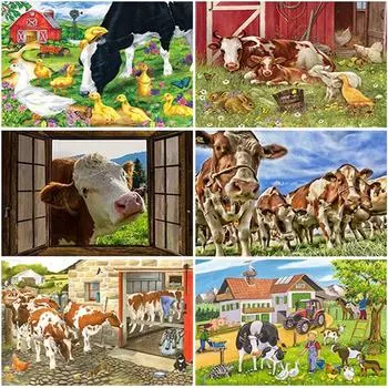 5D DIY алмазная живопись вышивка крестом полный круглый мультфильм корова картина Алмазная вышивка животное Алмазная мозаика домашний декор Full Round 15x20CM