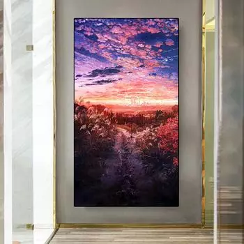 5D Diy алмазная живопись закат цветок художественная картина комплект для алмазной вышивки пейзаж вышивка крестом художественная стена гостиная домашний декор 30x60CM