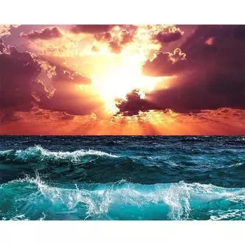 5D DIY алмазная живопись закат морской пейзаж Алмазная вышивка полный набор мозаики вышивка крестиком домашний декор подарки ручной работы Round 20x30cm