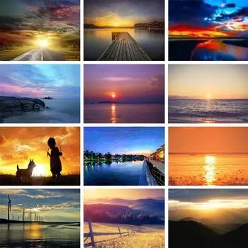 5D DIY алмазная живопись закат прибрежный пейзаж горный хрусталь художественная картина полная круглая вышивка крестиком мозаичный комплект украшение дома подарок Full Round 20x30CM