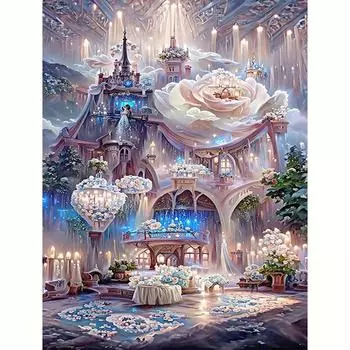 5D DIY алмазная живопись замок цветы искусство горный хрусталь комплект Алмазная вышивка пейзажная мозаика домашний декор 30x40 см/12x16 дюймов 30x40cm NO Frame