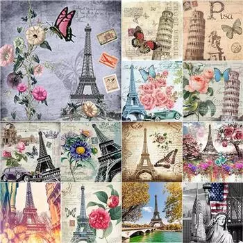 5D DIY алмазная живопись Железная башня Алмазная вышивка цветок вышивка крестиком полная квадратная круглая дрель ремесла ручной домашний декор подарок Full Round 20x20CM