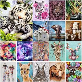 5D DIY алмазная живопись Жираф Тигр Лев Слон полная круглая алмазная вышивка животные наборы для вышивки крестом украшение дома подарок Full Round 20x30CM