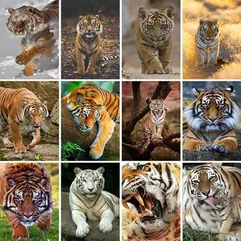 5D DIY алмазная живопись животное горный хрусталь тигр художественная картина полная алмазная вышивка крестиком комплект мозаика домашний декор подарки Full Round 20x30CM