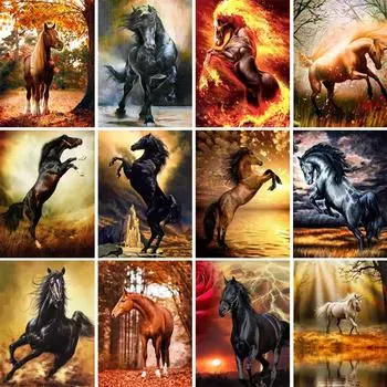 5D DIY алмазная живопись животное лошадь вышивка крестиком горный хрусталь картина комплект полная алмазная вышивка мозаика украшение дома подарки Full Round 20x30CM