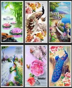 5D Diy алмазная живопись животное павлин цветок пейзаж подарки ручной работы украшение дома имитация вышивки крестом комплект ремесла 30X55cm