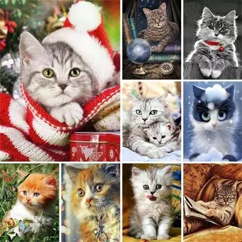 5D DIY алмазная живопись животное полная алмазная вышивка крестиком мозаика кошка художественная картина мебель украшение горный хрусталь подарок Full Round 20x30CM