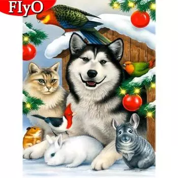 5D DIY алмазная живопись животное полная дрель подарок ручной работы искусство Алмазная мозаика Рождественский набор горный хрусталь собака украшение дома Full Round (20X30CM)