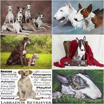 5D DIY алмазная живопись животное собака полная круглая Алмазная вышивка горный хрусталь картина мозаика 40x50 см домашний декор подарок Full Round 20x30CM