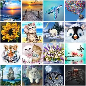 5D Diy алмазная живопись животное Сова Алмазная вышивка пейзаж закат мозаика вышивка крестиком украшение дома Рождественский подарок 30X30cm