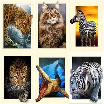 5D DIY алмазная живопись животное тигр стразы мозаика Алмазная вышивка крестиком полная квадратная/круглая дрель домашний декор подарок Full Round 15x20CM