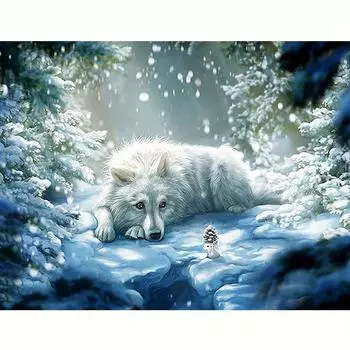 5D DIY алмазная живопись животное волк Алмазная мозаика снег вышивка картина из стразов настенные картины 30x40 см/12x16 дюймов 30x40cm NO Frame