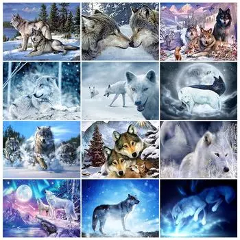 5D DIY алмазная живопись животное волк полный круглый горный хрусталь вышивка художественная картина горный хрусталь мозаика украшение дома подарок Full Round 20x30CM