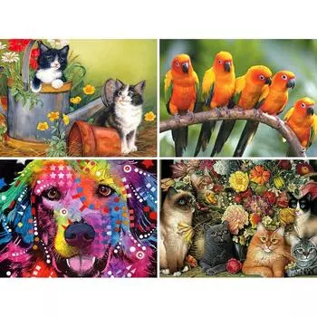 5D Diy алмазная живопись Животные кошка собака попугай набор крестика полная круглая вышивка мозаика художественная картина декор из страз Full Round 20x30CM
