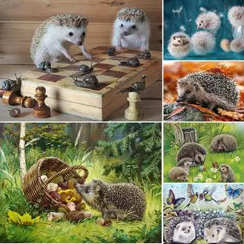 5D DIY алмазная живопись животные милый ежик вышивка крестиком полная дрель круглая алмазная вышивка мозаичная картина Декор из страз Full Round 20x30CM