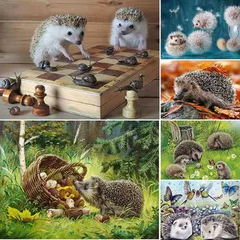 5D DIY алмазная живопись животные милый ежик вышивка крестиком полная дрель квадратная алмазная вышивка мозаичная картина Декор из стразов Full Round 20x25CM