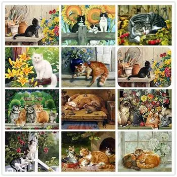 5D DIY алмазная живопись животные вышивка крестиком ремесло полная круглая дрель милый кот Алмазная вышивка распродажа украшения для дома 15x20CM