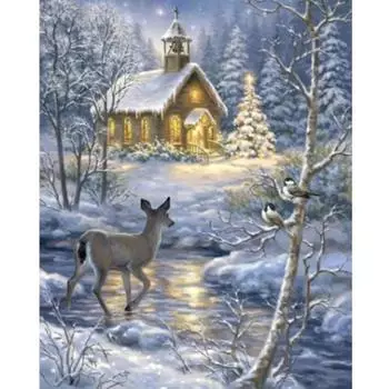 5D DIY алмазная живопись зимние пейзажи и животные горный хрусталь фотографии полная алмазная вышивка мозаика украшение дома подарки Full Round 20x30CM