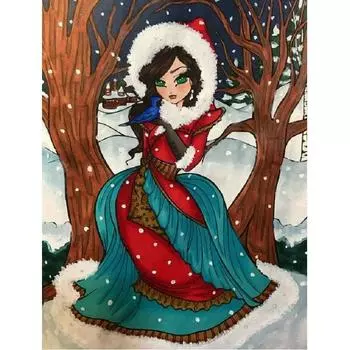 5D DIY алмазная живопись Зимняя девушка комплект для вышивки крестом Мозаика Алмазная вышивка роза полная круглая/квадратная дрель украшение дома Round 20x30cm