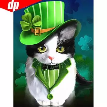 5d Diy Алмазные картины Кошка Животное Полная дрель Алмазная вышивка Алмазная мозаика Изображение 20X30