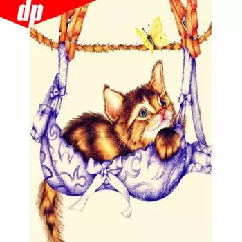 5d Diy Алмазные картины Кошка Животное Полная дрель Алмазная вышивка Алмазная мозаика Изображение 20X30