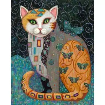 5D DIY Алмазные картины Полный круглый кот Мозаика Искусство вышивки крестом Холст Набор для рисования Вышивка Наклейка Украшение дома 20X30CM