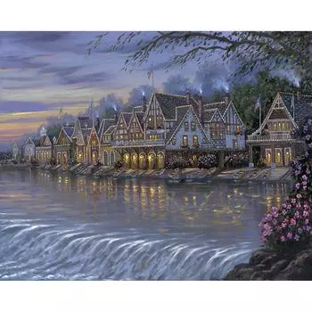 5D DIY Алмазный Красивый город Алмазная мозаика Вышивка крестом Горный хрусталь Украшение 20X30CM