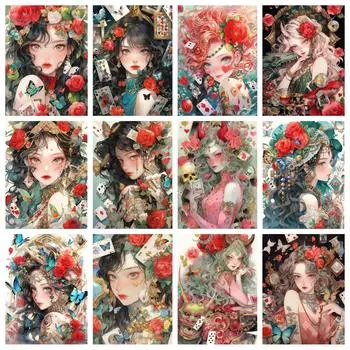 5D DIY Алмазный Красочный Мультфильм Женщины и Покер Бабочка Полный Квадратный Круглый Алмазный Вышивальный Набор Мозаика Украшение Дома Full Round 20x30CM