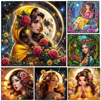 5D Diy Алмазный Портрет женщины Полный квадрат Круглый Девушка Мозаика Цветочная вышивка Мультфильм Вышивка Украшение стены Full Round 20x20CM