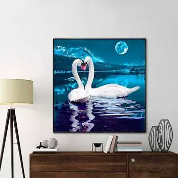 5D Diy Алмазный узор Вышивка крестиком Алмазные картины Лебедь Любовь Незаконченная Алмазная вышивка животных 30x30CM