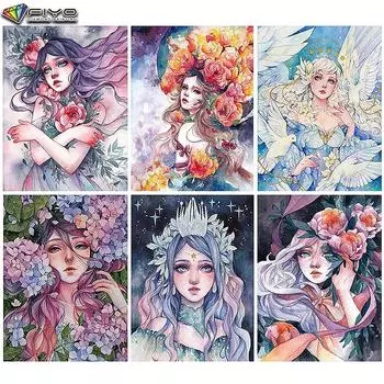 5D Diy Алмазная картина Девушки и цветы Вышивка крестом Полная Алмазная вышивка Мозаика Full Round 20X30CM