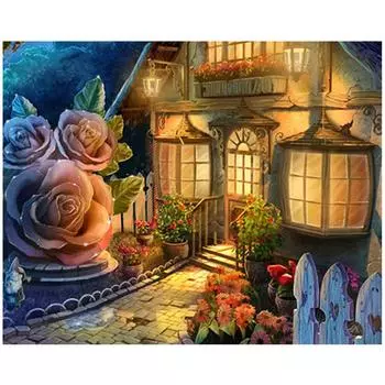 5d DIY Алмазная картина Пейзаж Вышивка крестом Алмазная вышивка Дом Цветок Полный Круг 20X30CM