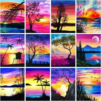 5D DIY Бриллиант живопись Пейзаж Вышивка крестиком Пейзаж Алмазная вышивка Распродажа Ручной работы Новогодний подарок Full Round 20x25CM