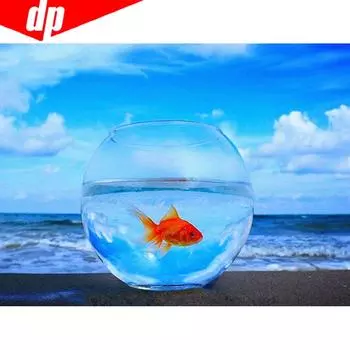 5D DIY Алмазная картина Рыба и море Вышивка Распродажа Полные круглые стразы Картинки 20X30