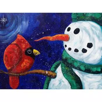 5D DIY Алмазная картина Снеговик и птица Алмазная вышивка Мозаика Вышивка крестом Стразы 20X30CM