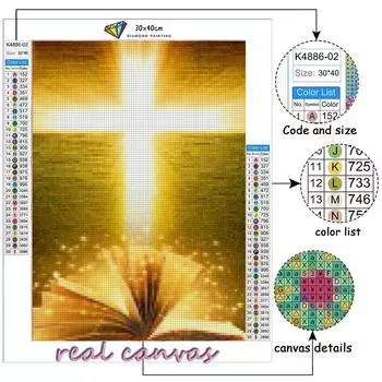 5D Diy Бриллиант Живопись Свет Божественной Вышивки Крестом Набор Полный Алмаз Вышивка Мозаика Искусство Картина Стразы Декор Подарок Full Round 20x30cm