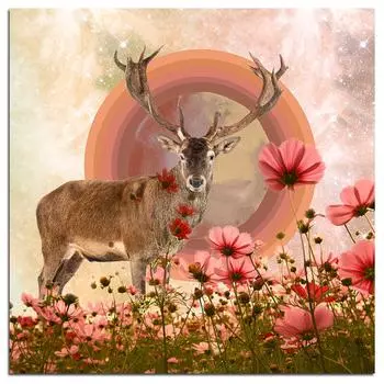 5D DIY Алмазная картина Животное Олень Полная круглая Алмазная вышивка Цветы Картина 20X30CM