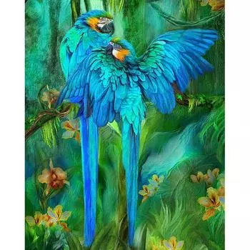 5D DIY Алмазная картина Животные Синие Птицы Полная круглая алмазная вышивка крестом 20X30CM