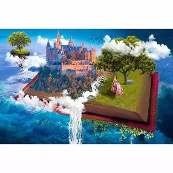 5D DIY Алмазная книга Ocean Castle Игла Полная круглая алмазная вышивка 20X30CM