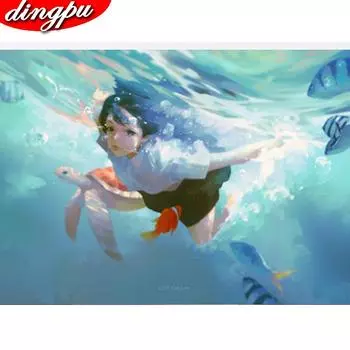 5D DIY Алмазная вышивка Пейзаж Водопад Алмазная картина Море Полная круглая мозаика Картина из страз Домашний декор 20X30CM