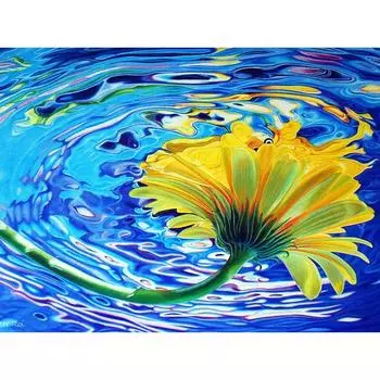 5D DIY Алмазная картина Цветок в воде Алмазная вышивка Мозаика Вышивка крестом Стразы 20X30CM