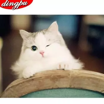 5D DIY Алмазная картина Кошка Набор для вышивки крестом Полная круглая алмазная вышивка Животные Стразы Картины Домашний декор 20X30CM