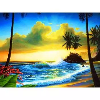 5D DIY Алмазная картина Морской закат Вышивка Мозаика Вышивка крестом Стразы Украшения 20X30CM